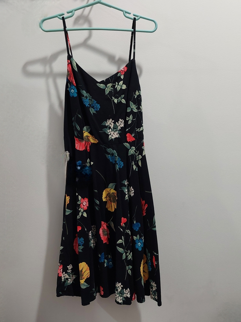 Old Navy Small Black Sundress with Multicolor Poppy Blooms And Smocked Back